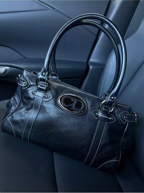 Vintage Dior St. Germain Black Leather Medium Satchel Galliano Era